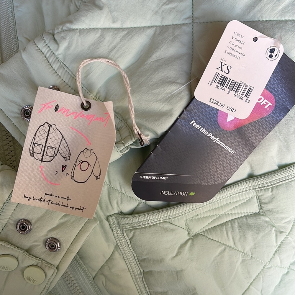 Free people light teal packable hooded jacket xs tags no longer attached - Picture 4 of 8